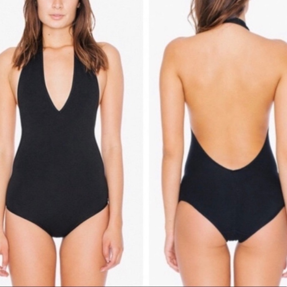 American Apparel Black Halter Bodysuit